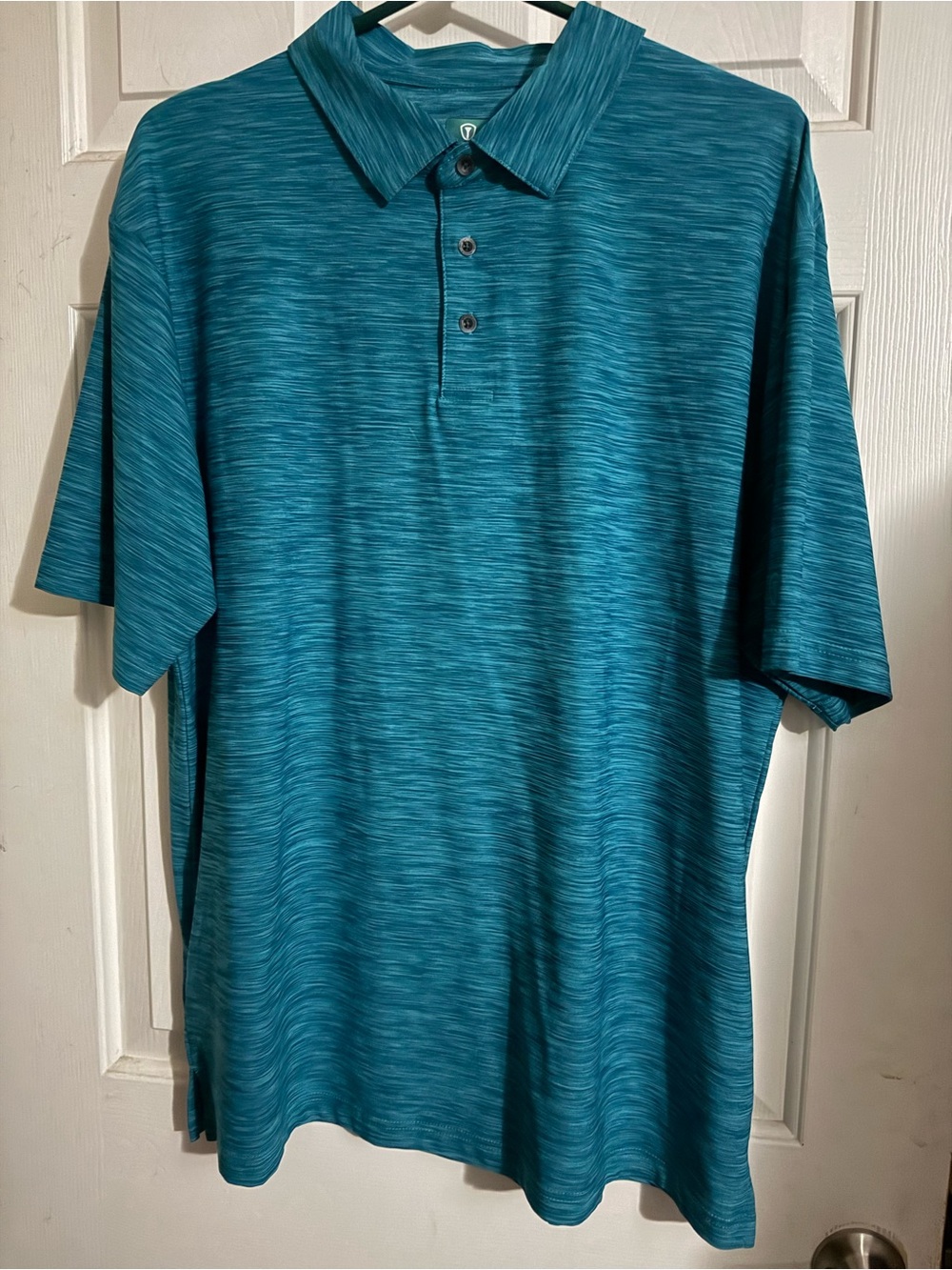PGA Tour Teal Space-Dye Short Sleeve Polo